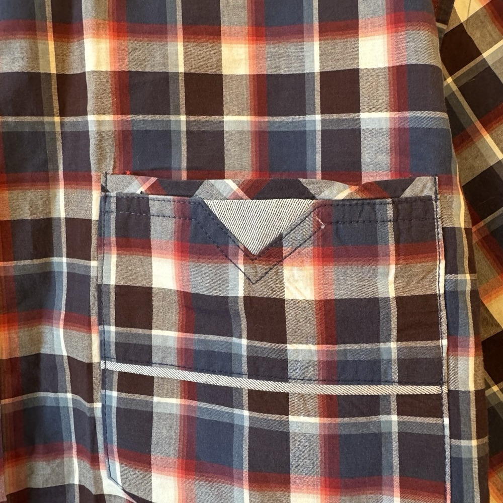 7 Diamonds The Ride Short Sleeve Button Down Mens Shirt Red Blue‎ Gray Plaid XL - Picture 6 of 15